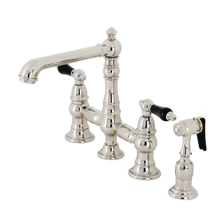 Duchess Bridge Kitchen Faucet W/ Brass Sprayer, Nickel